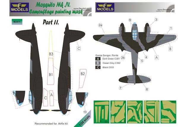 Mosquito MKIV camouflage Mask Part 2 (Airfix) LFM2411