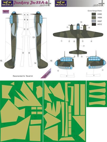 Junkers Ju88A-4 Camouflage Painting Mask (Revell)  LFM3213