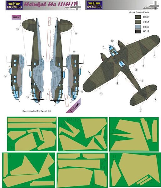 Heinkel He111H/P Camouflage Painting Mask  (Revell)  LFM3214