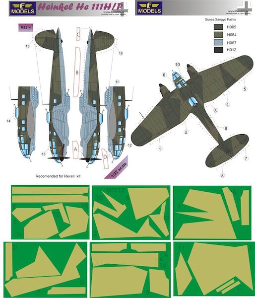 Heinkel He111H/P Camouflage Painting Mask (Revell) LFM3214