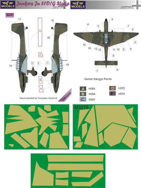 Junkers Ju87D/G Stuka Camouflage Painting Mask  (Trumpeter, Revell)  LFM3215