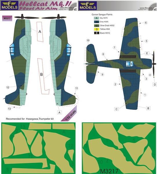 Grumman Hellcat MKII Fleet Air Arm Camouflage Painting Mask (Hasegawa, Trumpeter) LFM3217