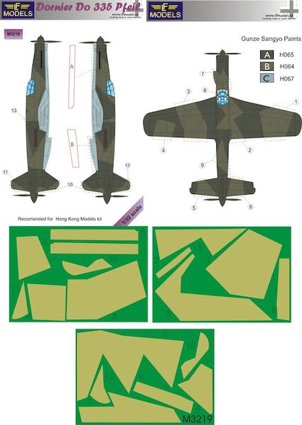 Dornier Do335 Pfeil Camouflage Painting Mask (Hong Kong Models) LFM3219