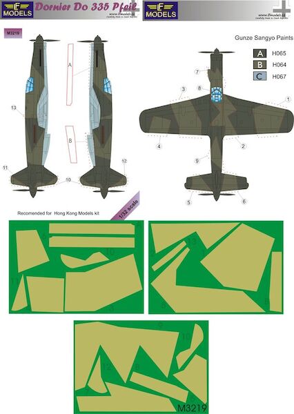 Dornier Do335 Pfeil Camouflage Painting Mask (Hong Kong Models)  LFM3219