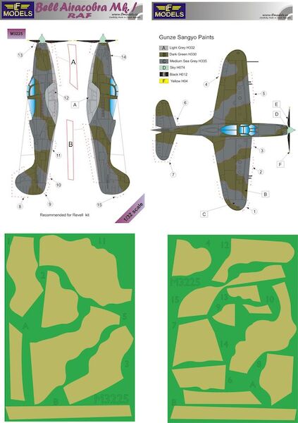 Bell Airacobra MK1 RAF Camouflage Painting Mask  (Revell, Special Hobby)  LFM3225