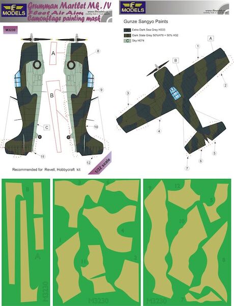 Grumman Martlet MKIV Fleet Air Arm Camouflage Painting Mask  LFM3230