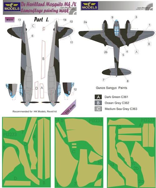 De Havilland Mosquito B MKIV RAF Camouflage Painting Mask Part 1  LFM3233