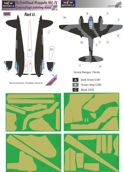 De Havilland Mosquito B MKIV RAF Camouflage Painting Mask Part 2  LFM3234