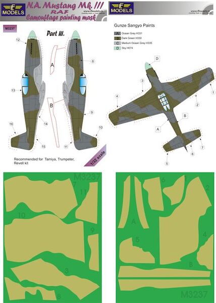 North American Mustang MKIII RAF Camouflage Painting Mask Part 3  LFM3237
