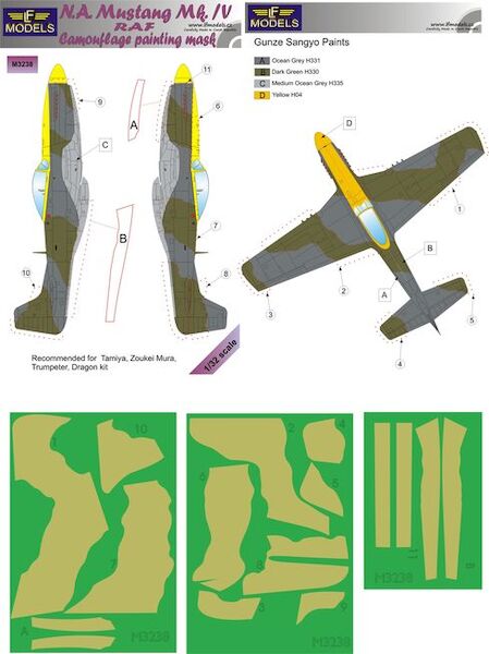 North American Mustang MKIV RAF Camouflage Painting Mask  LFM3238