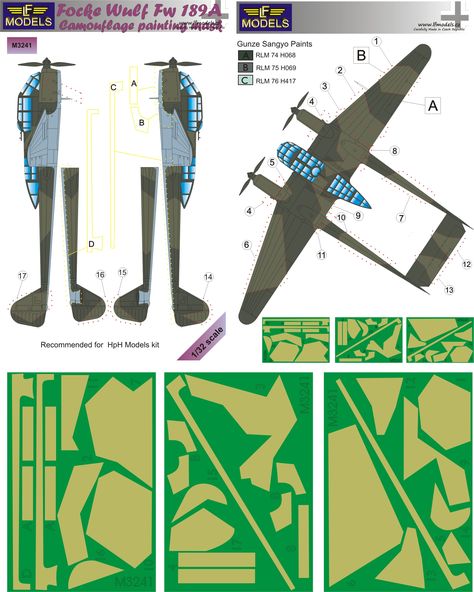 Focke Wulf FW189A Camouflage Painting Mask LFM3241