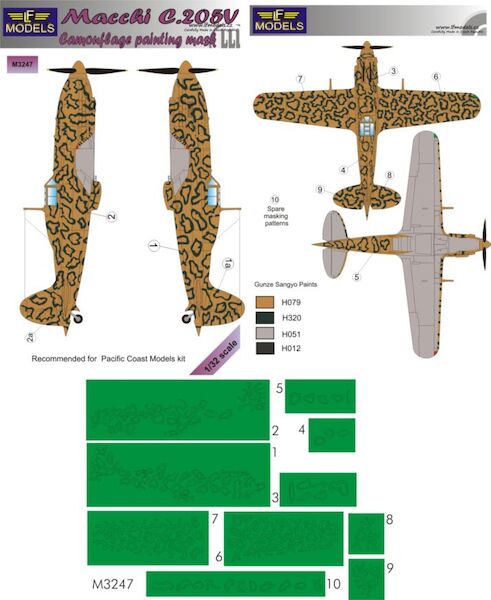 Macchi MC205V Veltro  Camouflage Painting Mask Part 2 (PCM)  LFM3247