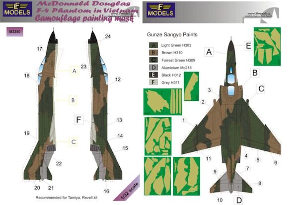 McDonnell Douglas F4 Phantom USAF in Vietnam Camouflage Painting Mask LFM3250