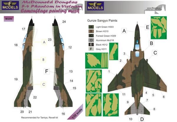 McDonnell Douglas F4 Phantom USAF in Vietnam Camouflage Painting Mask  LFM3250