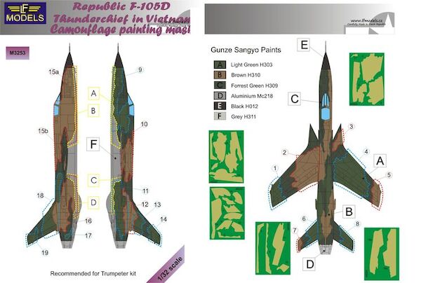 Republic F105D Thunderchief Camouflage Painting Mask  LFM3253