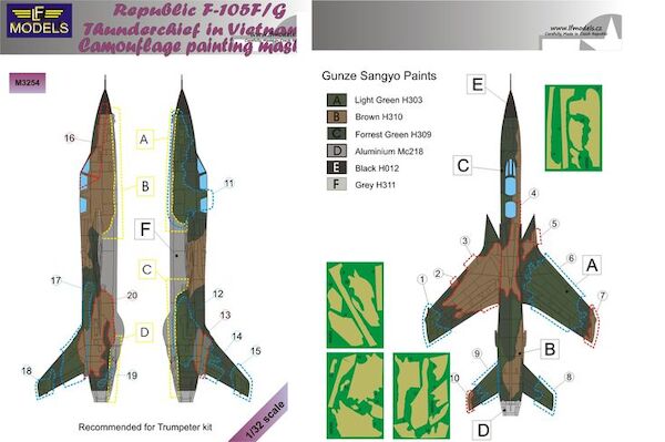 Republic F105F/G Thunderchief Camouflage Painting Mask  LFM3254