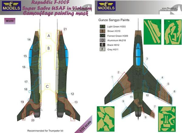 North American F100F Super Sabre USAF Vietnam Camouflage Painting Mask LFM3259