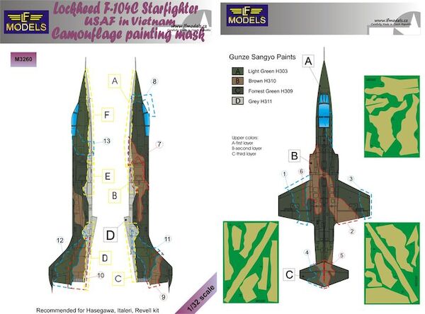 Lockheed F104C Starfighter USAF Vietnam  Camouflage Painting Mask  LFM3260