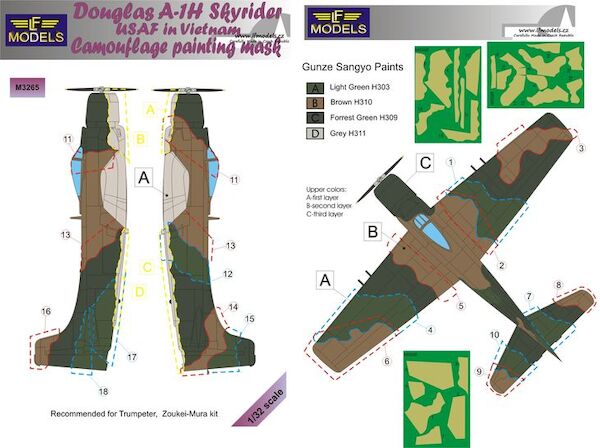 Douglas A1H Skyraider USAF in Vietnam Camouflage Painting Mask  LFM3265