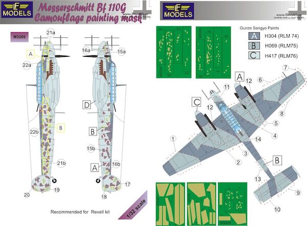 Messerschmitt BF110G  Camouflage Painting Mask  LFM3269