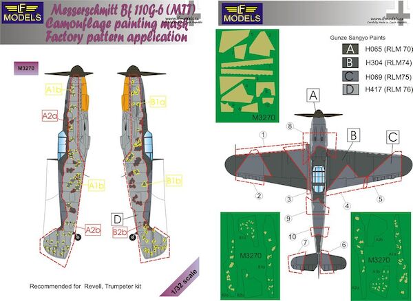 Messerschmitt BF109-6 (MMT) Camouflage Painting Mask Factory pattern application LFM3270