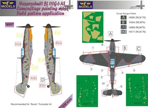 Messerschmitt BF109-6AS Camouflage Painting Mask Field pattern application LFM3271