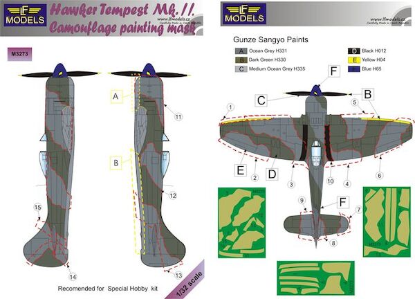 Hawker Tempest Mk.V Camouflage Painting Mask LFM3273