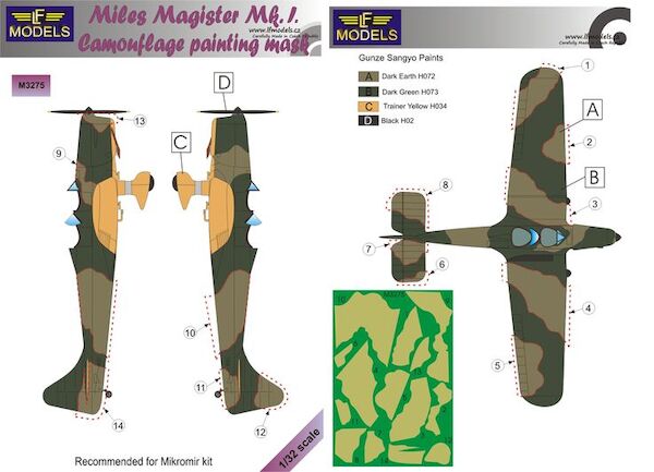 Miles Magister Mk1 Camouflage Painting Mask  LFM3275