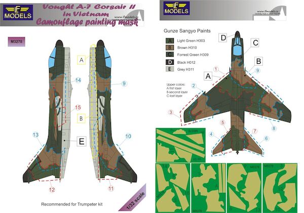 Vought A7 Corsair USAF in Vietnam Camouflage Painting Mask  LFM3278