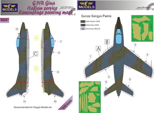 Fiat G91R Gina Italian service Camouflage Painting Mask LFM3279