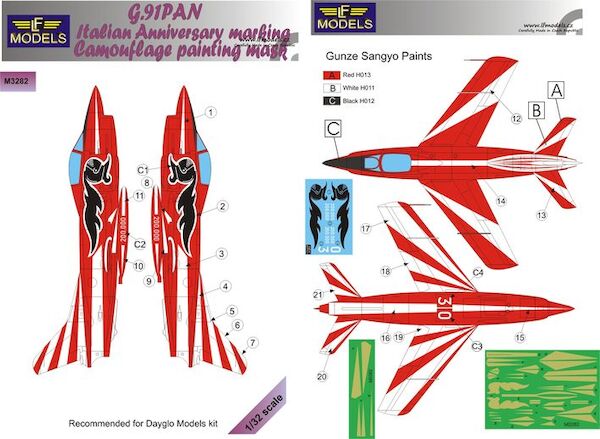 Fiat G91PAN Gina Italian Anniversary Markings Camouflage Painting Mask LFM3282