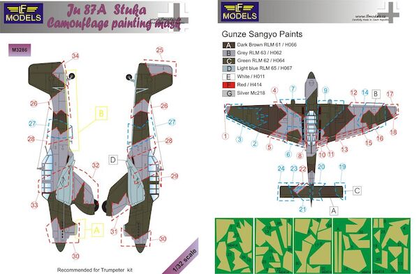 Junkers Ju87A Stuka Camouflage Painting Mask (Trumpeter) LFM3286