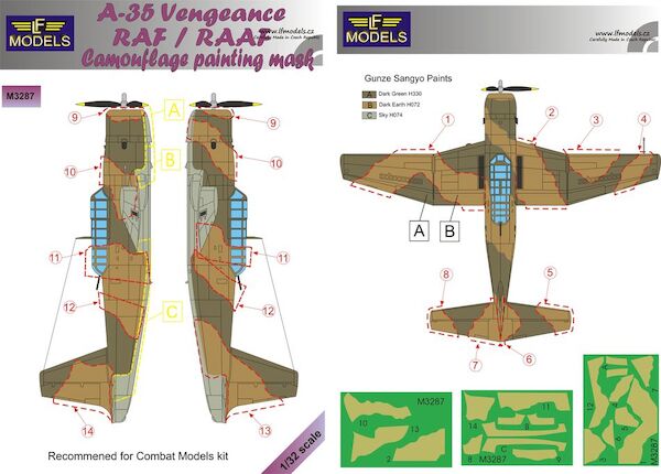 A- 35 Vengeance RAF / RAAF Camouflage Painting Mask LFM3287