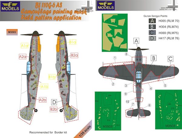 Messerschmitt BF109G-AS Camouflage Mask Field Pattern Application LFM3503