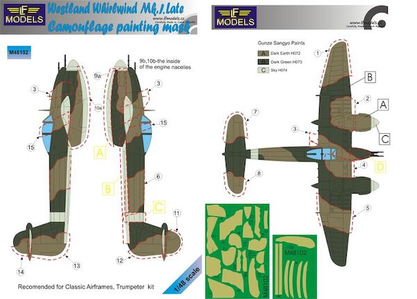 Westland Whirlwind MK1 late Camouflage Painting Mask  LFM48102