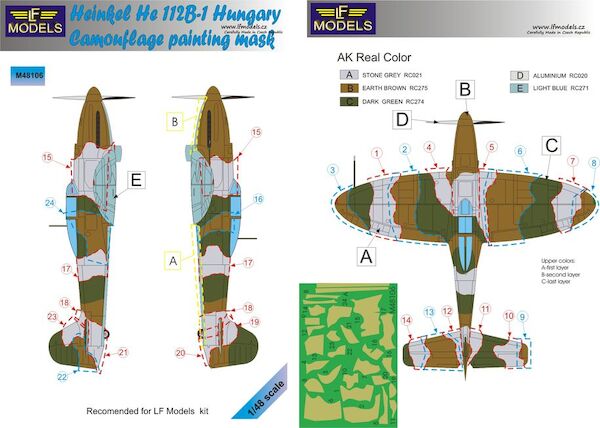 Heinkel He112B-1 Hungary Camouflage Painting Mask  LFM48106