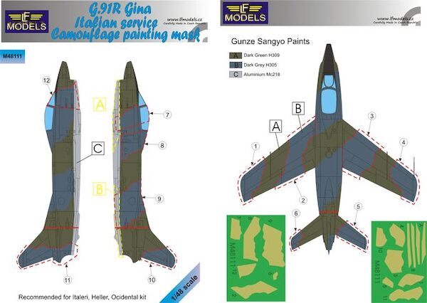 Fiat G91R Gina Italian service Camouflage Painting Mask  LFM48111