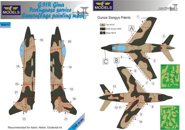 Fiat G91R Gina Portugese service Camouflage Painting Mask  LFM48113