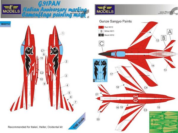Fiat G91PAN Gina Italian Anniversary markings Camouflage Painting Mask LFM48114