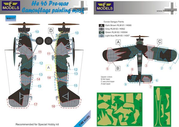 Heinkel He46 Pre war Camouflage Painting Mask (Special Hobby) LFM48117