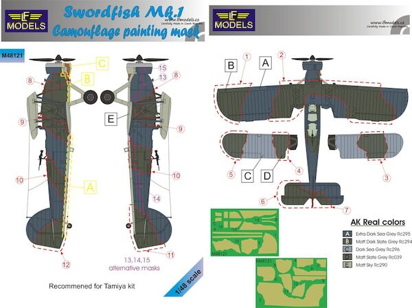 Fairey Swordfish MKI Camouflage Painting Mask  (Tamiya)  LFM48121