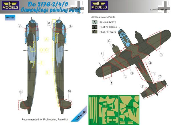 Dornier Do217E-2/4/5  Camouflage Painting Mask  (Pro Modeller, Revell)  LFM48124