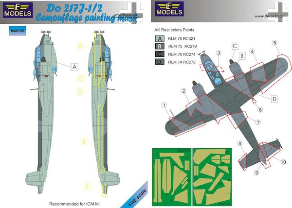 Dornier Do217J-1/2 Camouflage Painting Mask (ICM) LFM48125