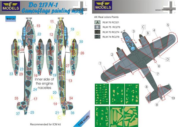 Dornier Do217N-1 Camouflage Painting Mask (ICM) LFM48126