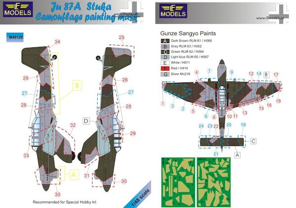Junkers Ju87A Camouflage Painting Mask (Special Hobby) LFM48128