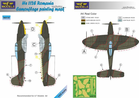 Heinkel He112E Romanian service Camouflage Painting Mask  LFM48135