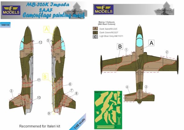 Macchi MB326K Impala SAAF Camouflage Painting Mask LFM48136