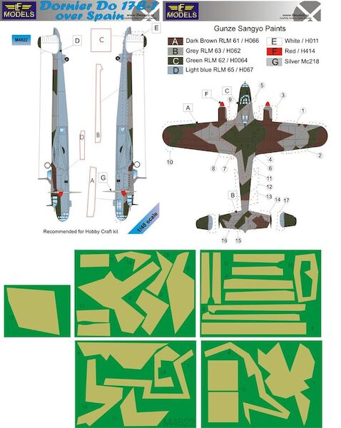 Dornier Do17E-1 over Spain camouflage Mask  LFM4822