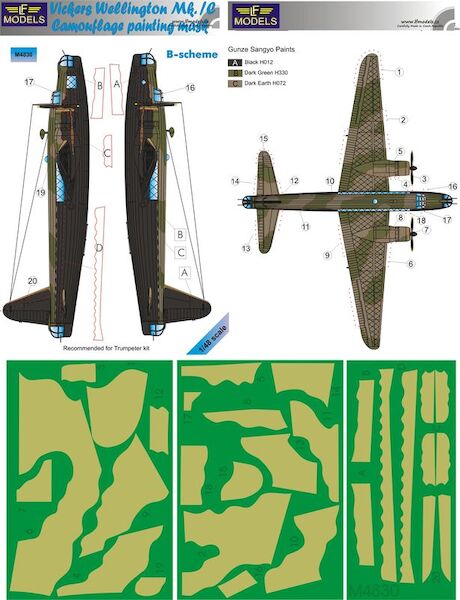 Vickers Wellington MK1c camouflage painting Mask - B scheme  LFM4830