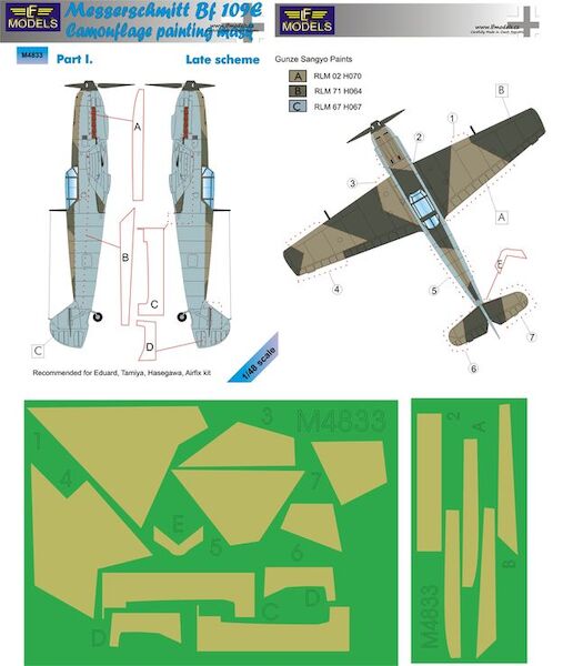 Messerschmitt BF109 camouflage Mask - Late Scheme Part 1  LFM4833